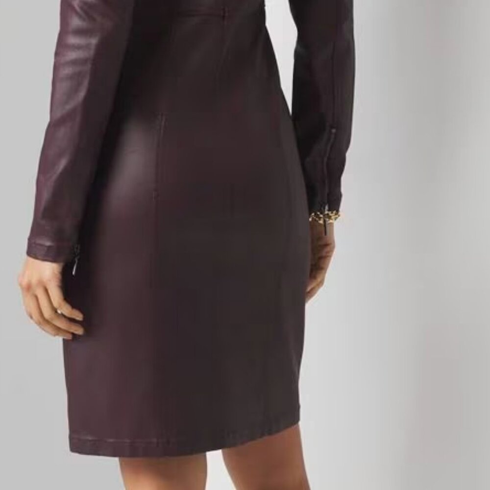 WHBM $170 Coated Denim Dress Jacket Vegas Black Cherry Stretchy - Picture 5 of 8